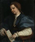 Andrea del Sarto Lady with a book of Petrarch's rhyme France oil painting artist